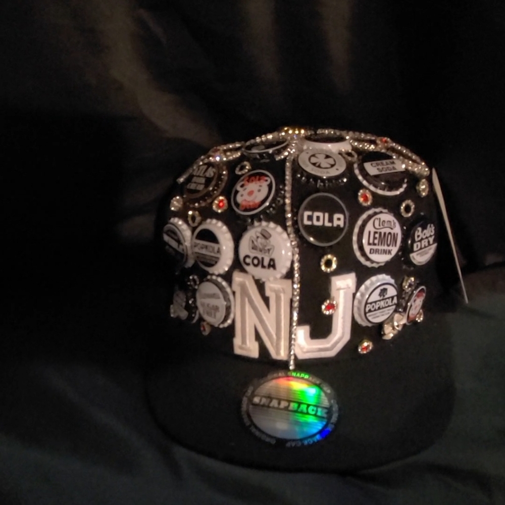 Black NJ Letterhead Bottlecap Cap